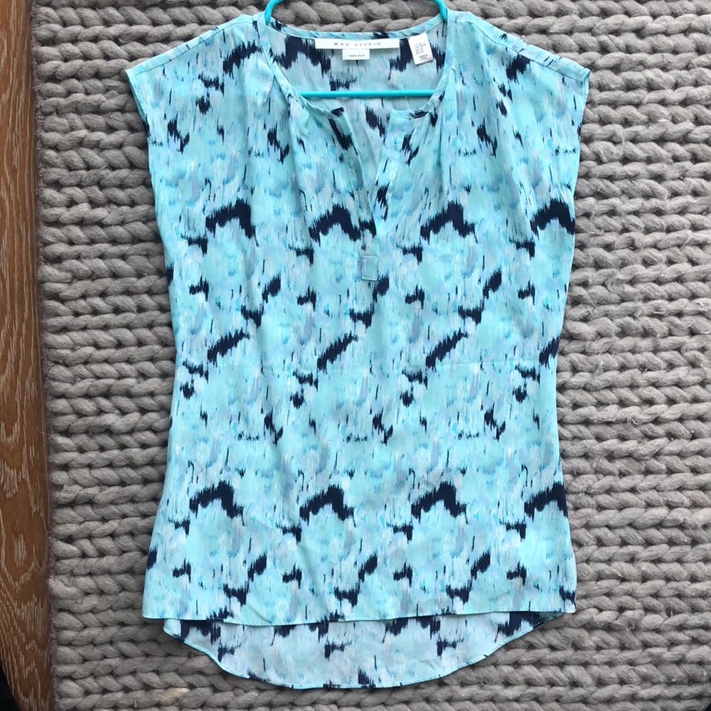 Max Studio 100% Silk Cap Sleeve Blouse